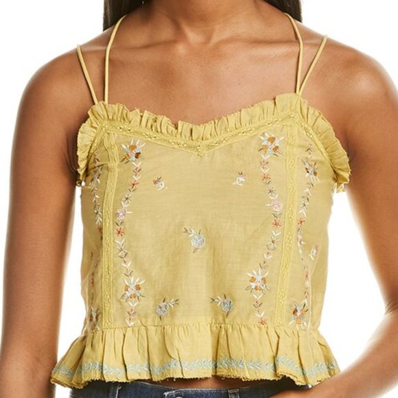 NEW Anthropologie Let Me Be Women Camilla Silk Blend Floral Embroidered Ruffled - Picture 1 of 6